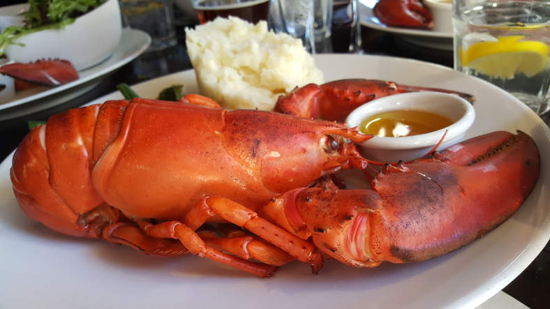 Three pound Canadian lobster with drawn butter and tasty mash potatoes.