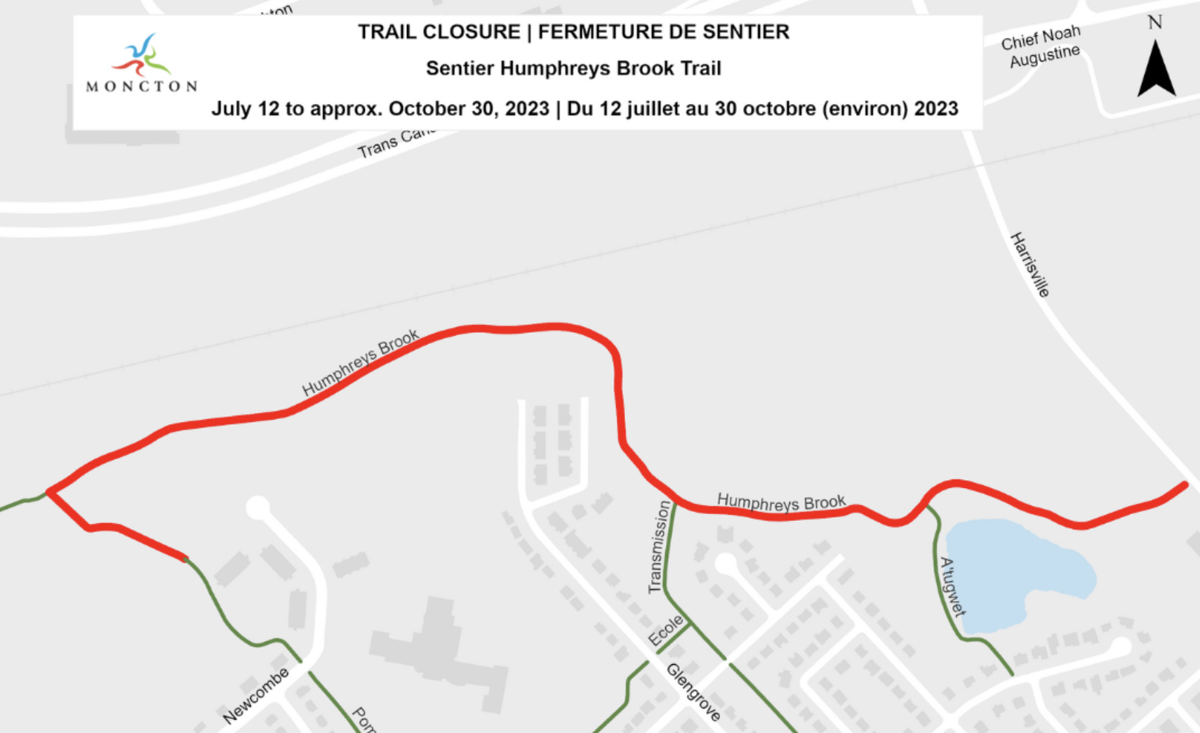 Trail Closure on Humphreys Brook Trail (August 15, 2023 Update)